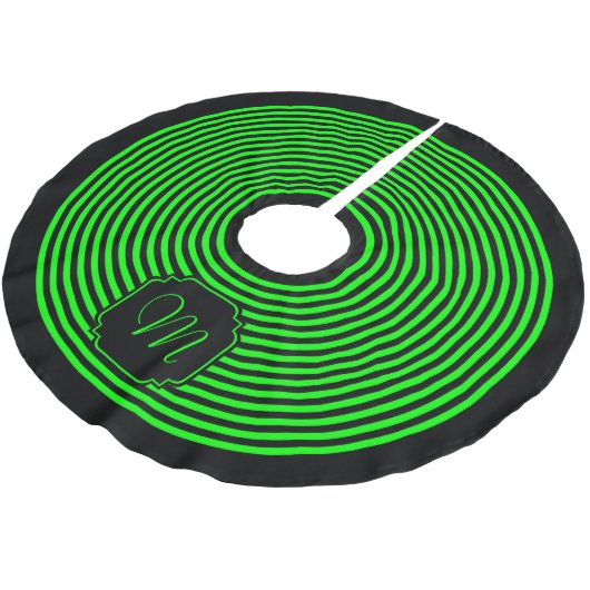 Jupon De Sapin En Polyester Brossé Monogramme noir et chaux vert rayé (Angle)