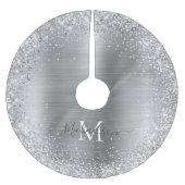 Jupon De Sapin En Polyester Brossé Monogramme Parties scintillant argent glam fille (Devant)