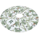 Jupon De Sapin En Polyester Brossé Monogramme Pays Oiseaux de Noël Pins Branches (Angle)