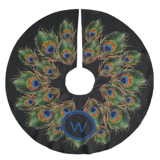 Jupon De Sapin En Polyester Brossé Monogramme Peacock Feather Noir (Devant)