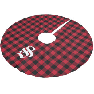 Jupon De Sapin En Polyester Brossé Monogramme personnalisé Buffle noir rouge Plat