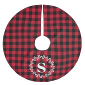 Jupon De Sapin En Polyester Brossé Monogramme personnalisé Rouge Buffle Noir Plaid Wi (Devant)