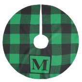 Jupon De Sapin En Polyester Brossé Monogramme Plaid de Buffalo vert et noir (Devant)