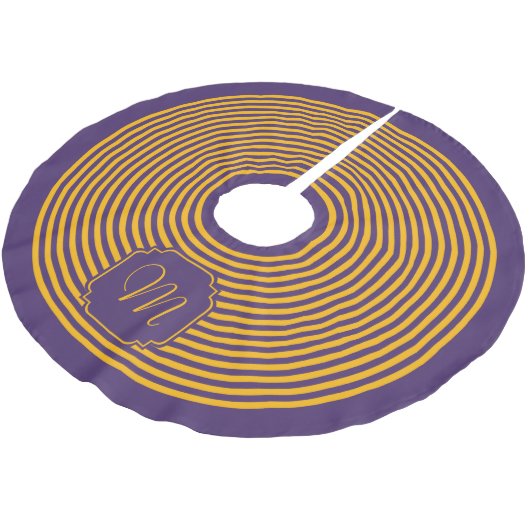 Jupon De Sapin En Polyester Brossé Monogramme rayé violet et jaune (Angle)