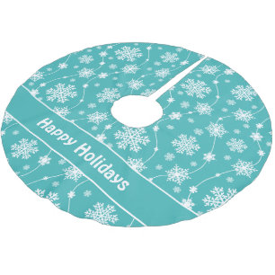 Jupon De Sapin En Polyester Brossé Monogramme Turquoise brillant et blanc hivernal de