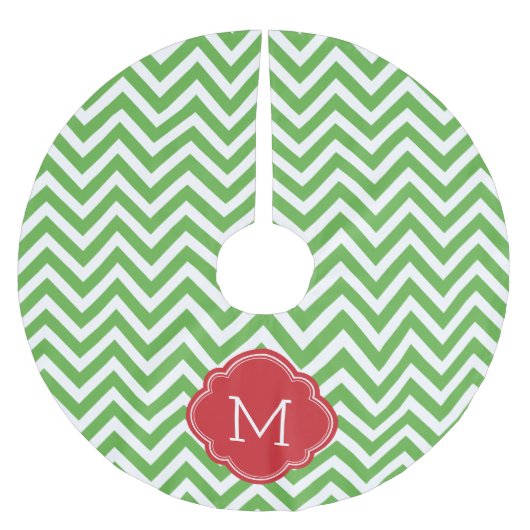 Jupon De Sapin En Polyester Brossé Monogramme vert et rouge Chevron (Devant)