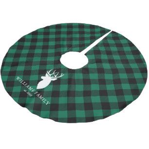 Jupon De Sapin En Polyester Brossé Monogramme vert rustique de famille de motif de