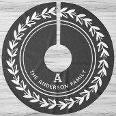 Jupon De Sapin En Polyester Brossé Monogramme Wreath strié gris moderne Noël