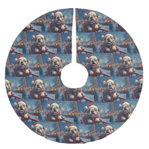 Jupon De Sapin En Polyester Brossé Montagnes Russes Bulldog Noël