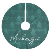 Jupon De Sapin En Polyester Brossé Moody Tree Motif | Dark Midnight Turquoise Custom (Devant)