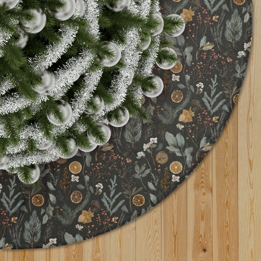 Jupon De Sapin En Polyester Brossé Moody Winter Botanical Motif