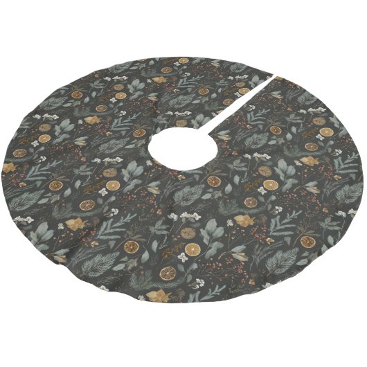 Jupon De Sapin En Polyester Brossé Moody Winter Botanical Motif (Angle)