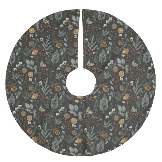 Jupon De Sapin En Polyester Brossé Moody Winter Botanical Motif (Devant)