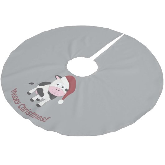 Jupon De Sapin En Polyester Brossé Mooey Noël ! père Noël Cow (Angle)