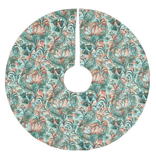 Jupon De Sapin En Polyester Brossé Morris Inspiré Tulipes, Peonies, Acanthus Green