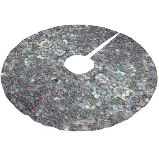 Jupon De Sapin En Polyester Brossé Mosaïque argentée brillante en couleur v2 (Angle)