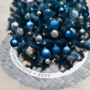 Jupon De Sapin En Polyester Brossé Mosaïque d'argent Festive hiver déco famille