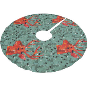 Jupon De Sapin En Polyester Brossé Mosaïque de silhouette de tête de cerf