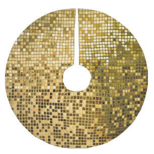 Jupon De Sapin En Polyester Brossé Mosaïque d'or : Carreaux Carrés Texture.