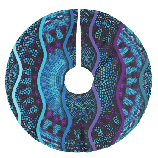 Jupon De Sapin En Polyester Brossé Mosaïque ornée : Secours Vagues Texture. (Devant)