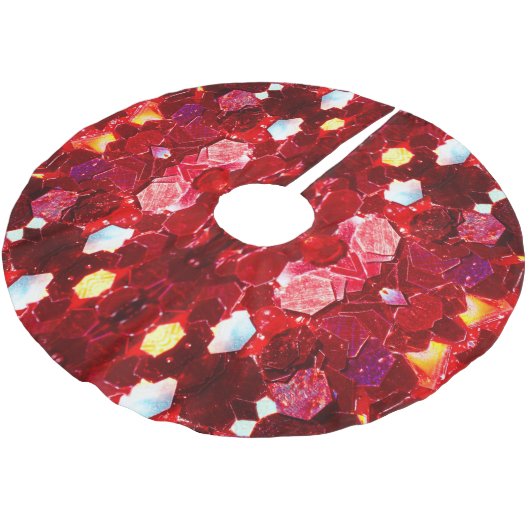 Jupon De Sapin En Polyester Brossé Mosaïque rouge brillant parties scintillant motif  (Angle)
