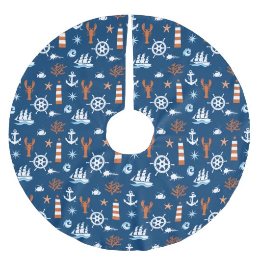 Jupon De Sapin En Polyester Brossé Motif 1 de thème de mer (Devant)