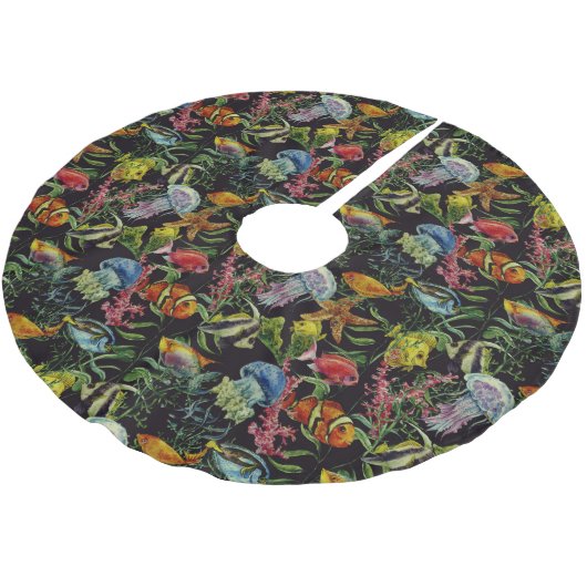 Jupon De Sapin En Polyester Brossé Motif 1 de vie marine d'aquarelle (Angle)