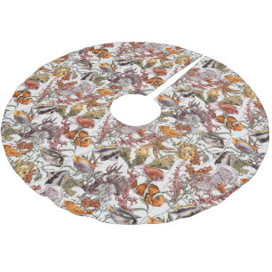 Jupon De Sapin En Polyester Brossé Motif 2 de vie marine d'aquarelle