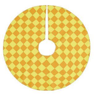 Jupon De Sapin En Polyester Brossé Motif à carreaux diamant jaune orange
