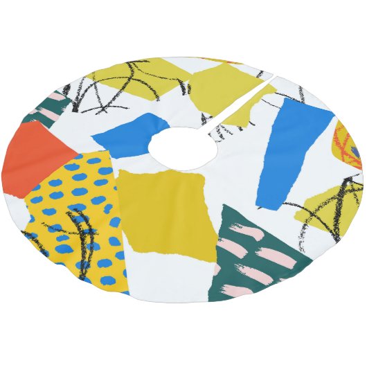 Jupon De Sapin En Polyester Brossé Motif Abstrait moderne avec formes. (Angle)