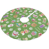 Jupon De Sapin En Polyester Brossé Motif animal de bois vert Joyeux Noël (Angle)
