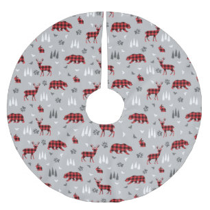 Jupon De Sapin En Polyester Brossé Motif Animaux de la Forêt à carreaux de Buffalo