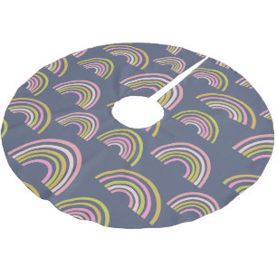 Jupon De Sapin En Polyester Brossé Motif arc-en-ciel Boho moderne en bleu marine