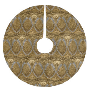Jupon De Sapin En Polyester Brossé Motif Art Déco Argent et Or