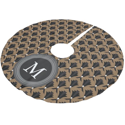 Jupon De Sapin En Polyester Brossé Motif Art déco noir Taupe personnalisé (Angle)