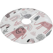 Jupon De Sapin En Polyester Brossé motif avec de mignons éléphants et girafes géant (Angle)