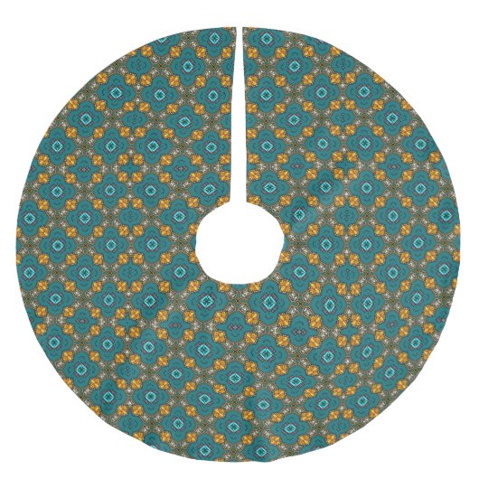 Jupon De Sapin En Polyester Brossé Motif avec sarcelle, vert, orange (Devant)