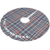 Jupon De Sapin En Polyester Brossé Motif bleu bleu marine rouge plaid Noël (Angle)