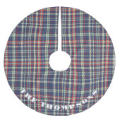 Jupon De Sapin En Polyester Brossé Motif bleu bleu marine rouge plaid Noël (Devant)