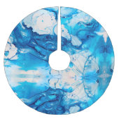 Jupon De Sapin En Polyester Brossé Motif bleu moderne Noël (Devant)