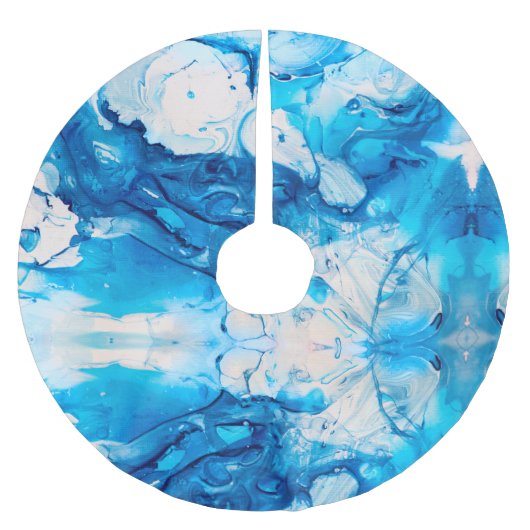 Jupon De Sapin En Polyester Brossé Motif bleu moderne Noël (Devant)