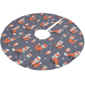Jupon De Sapin En Polyester Brossé Motif Blue Christmas Fox (Angle)