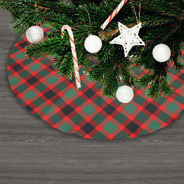 Jupon De Sapin En Polyester Brossé Motif carreau de Noël rouge vert festif