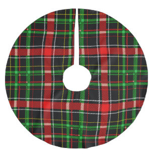 Jupon De Sapin En Polyester Brossé Motif carreau flanelle noir Noël tartan