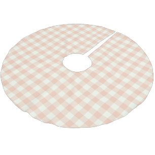 Jupon De Sapin En Polyester Brossé Motif carreau gingham chèque buffle pastel pêche
