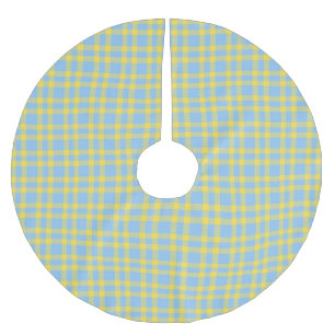 Jupon De Sapin En Polyester Brossé Motif carreaux bleu jaune