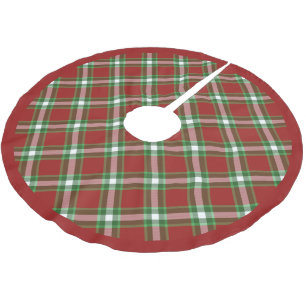 Jupon De Sapin En Polyester Brossé Motif carreaux de bûcheron blanc rouge vert Cool