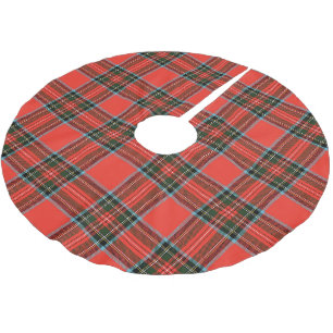 Jupon De Sapin En Polyester Brossé Motif carreaux rouge noir et blanc