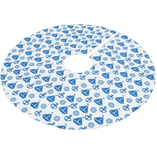 Jupon De Sapin En Polyester Brossé Motif Cartoon Sail Boat (Angle)