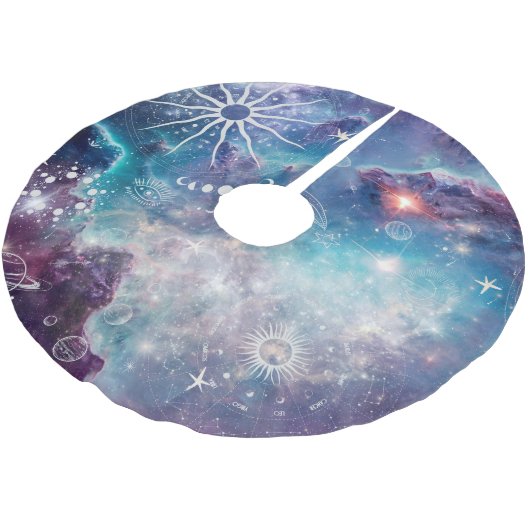 Jupon De Sapin En Polyester Brossé Motif céleste bleu violet (Angle)